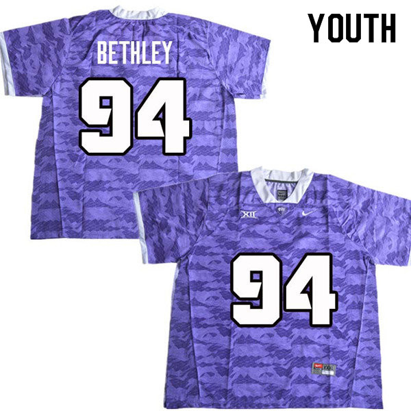 Youth #94 Corey Bethley TCU Horned Frogs College Football Jerseys Sale-Purple
